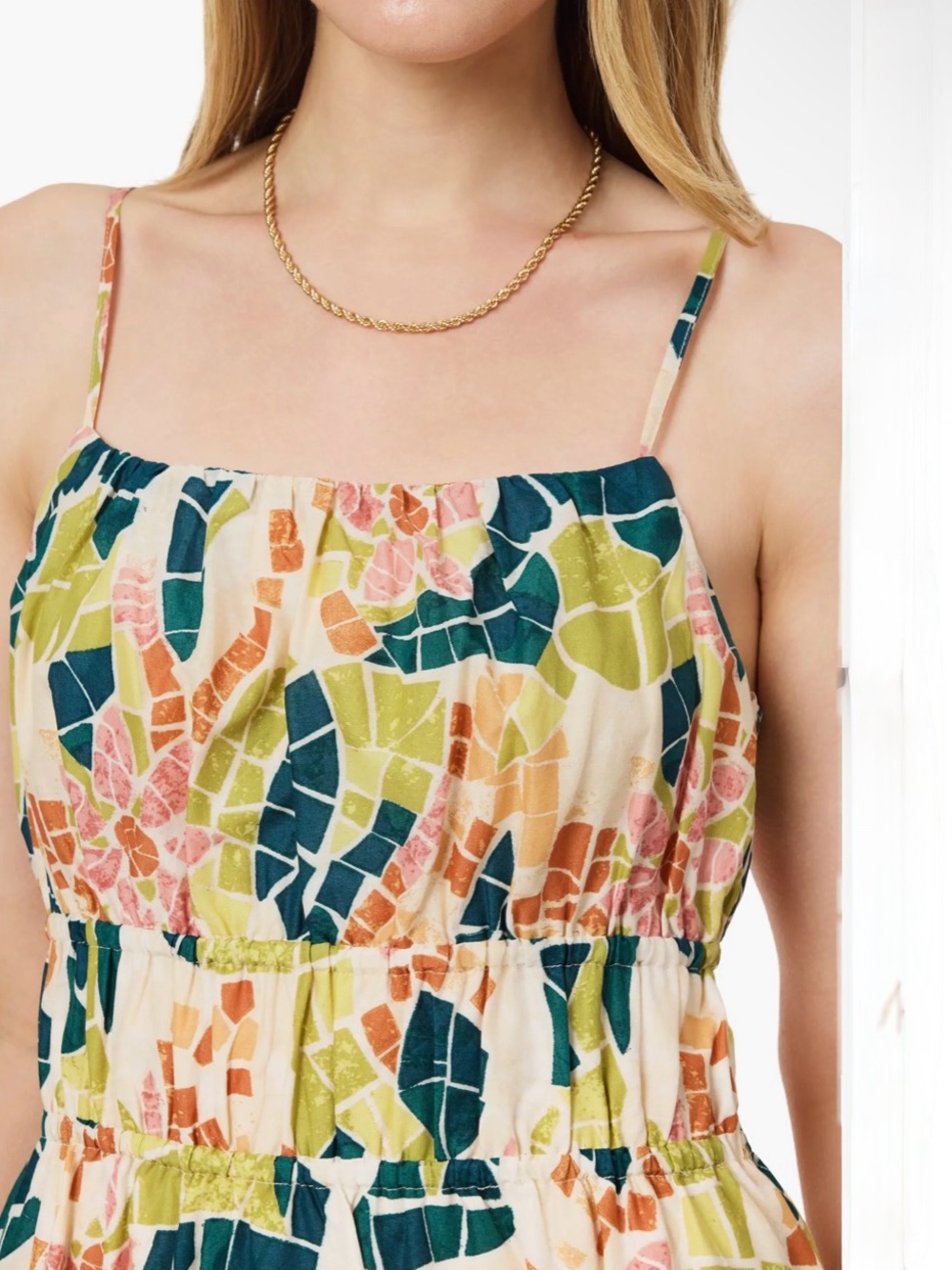 SCOTCH & SODA Floral Gathered A-Line Cotton SundressSleeveless Mosaic SZ S NWOT - Picture 3 of 15
